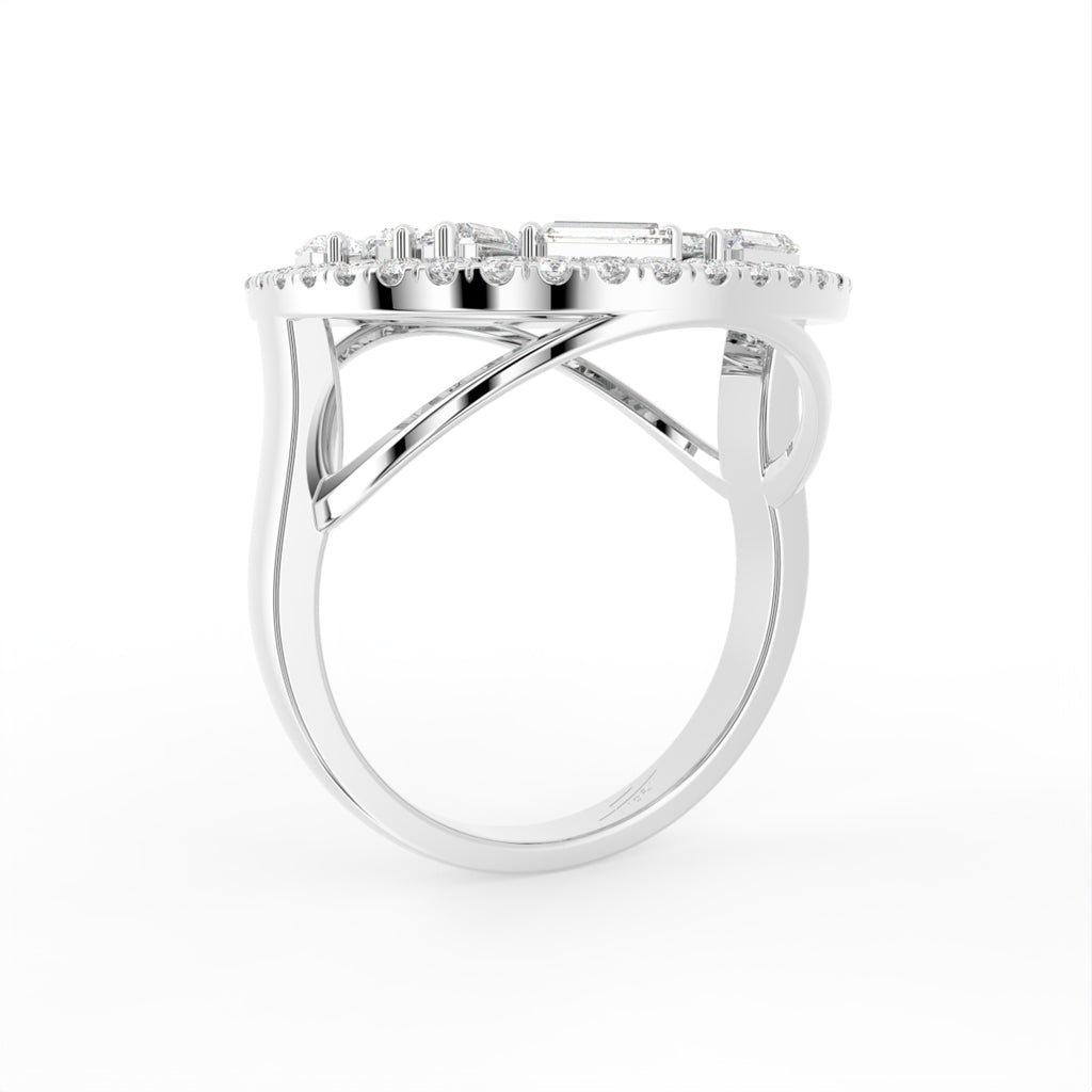18K White Gold Bespoke Baguette Diamond Ring — 3D VIEW