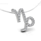 18K White Gold Zodiac Round Diamond Pendant — RIGHT