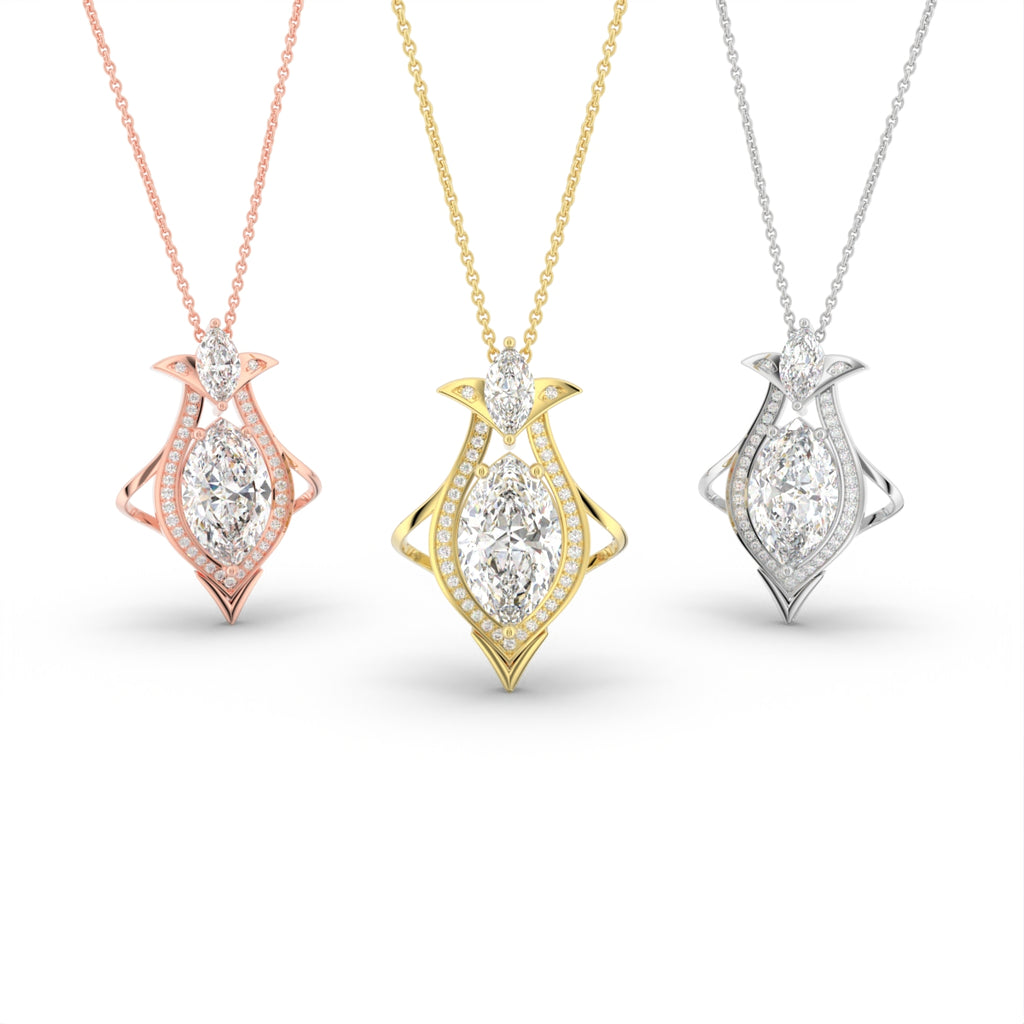 vimg:FJ5623|vimg:FJ5624|14K Marquise Diamond Pendant — 3 COLOR