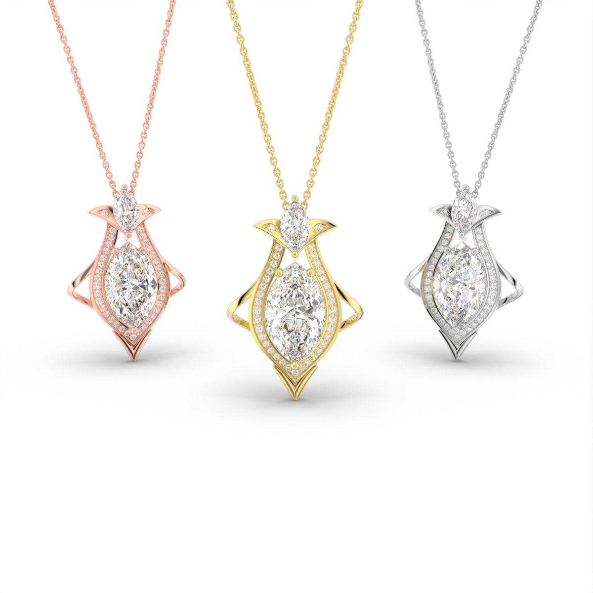 vimg:FJ5623|vimg:FJ5624|14K Marquise Diamond Pendant — 3 COLOR