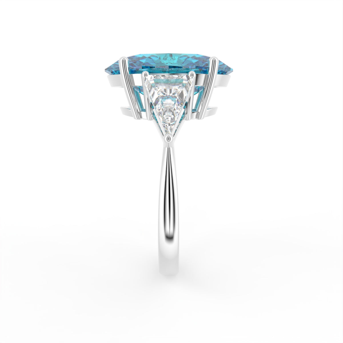 vimg:Z00500|18K Trilogy Oval Diamond Engagement Ring — SIDE
