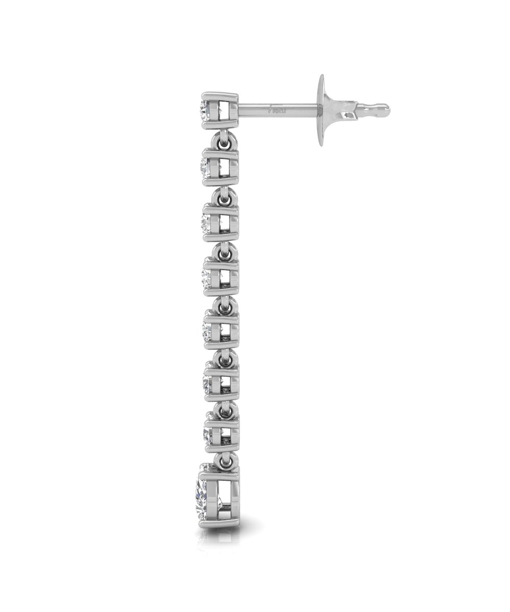 18K Round Pear Drop Diamond Earrings — SIDE VIEW