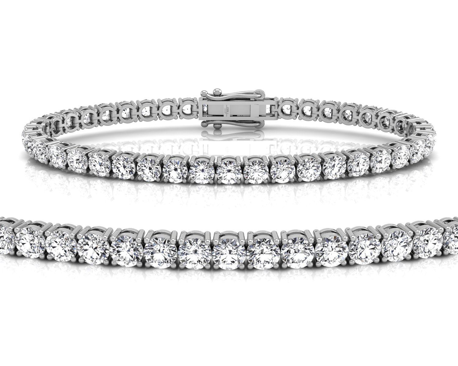 18K Round Diamond Tennis Bracelet — 3D VIEW