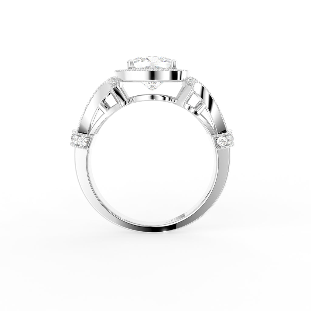18K Bespoke Cushion Halo Diamond Ring — FRONT
