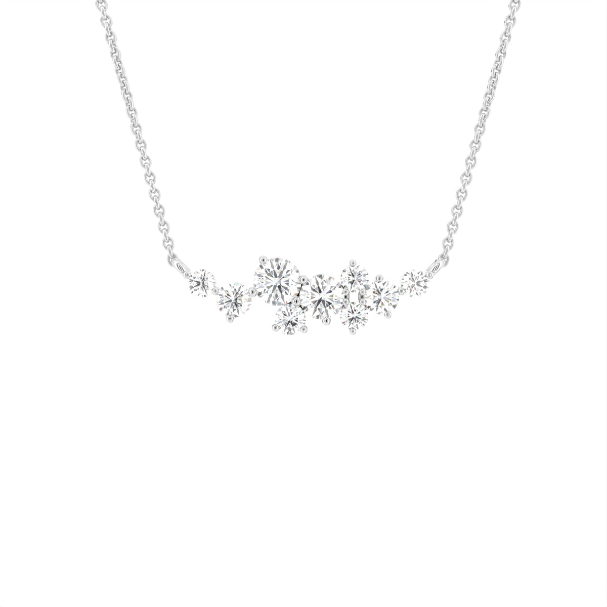 18K Geometric Cluster Round Diamond Pendant — FRONT