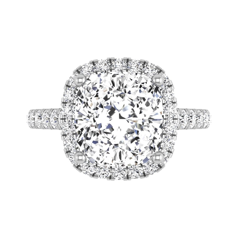 18K Halo Cushion Cut Diamond Engagement Ring — 3 COLOR