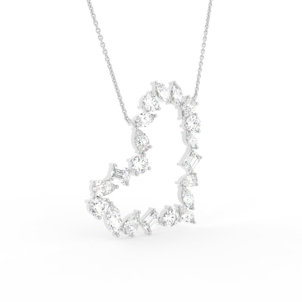 vimg:FJ4806|vimg:FJ4807|14K White Gold Heart Marquise Diamond Pendant — 3D VIEW