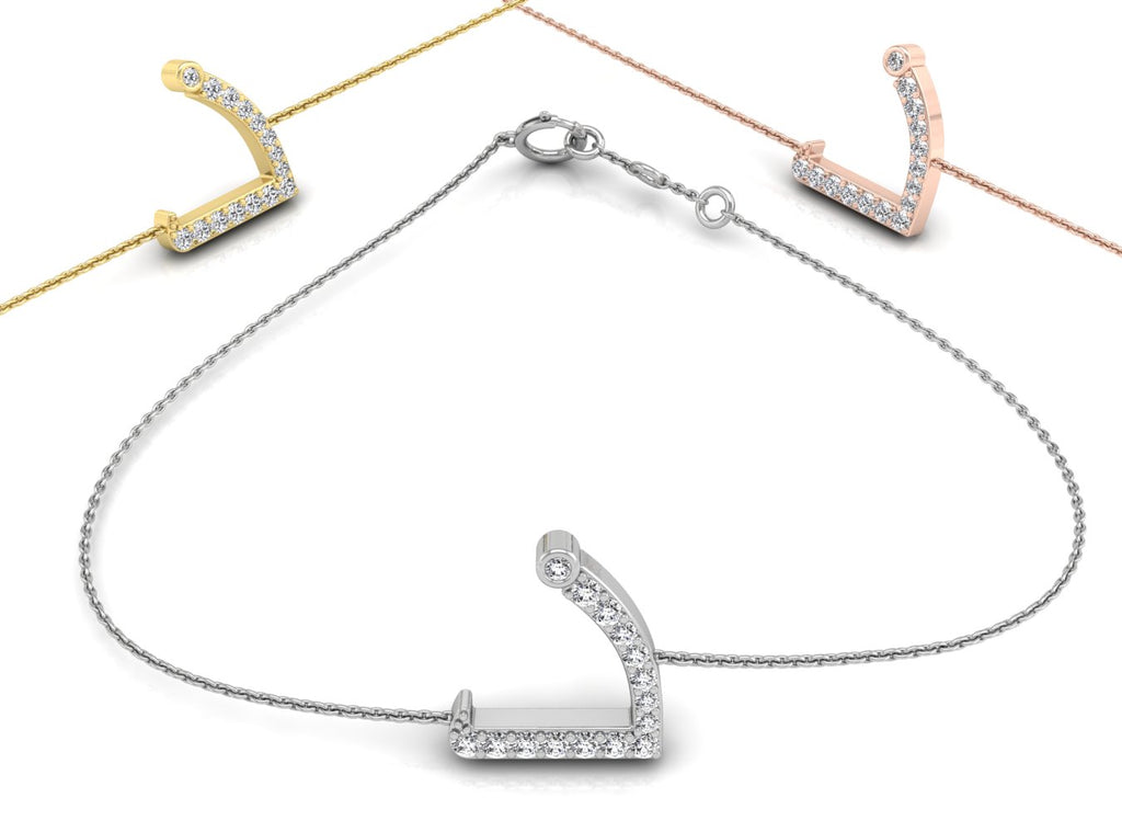 18K Arabic Alphabet Diamond Bracelet — 3 COLOR