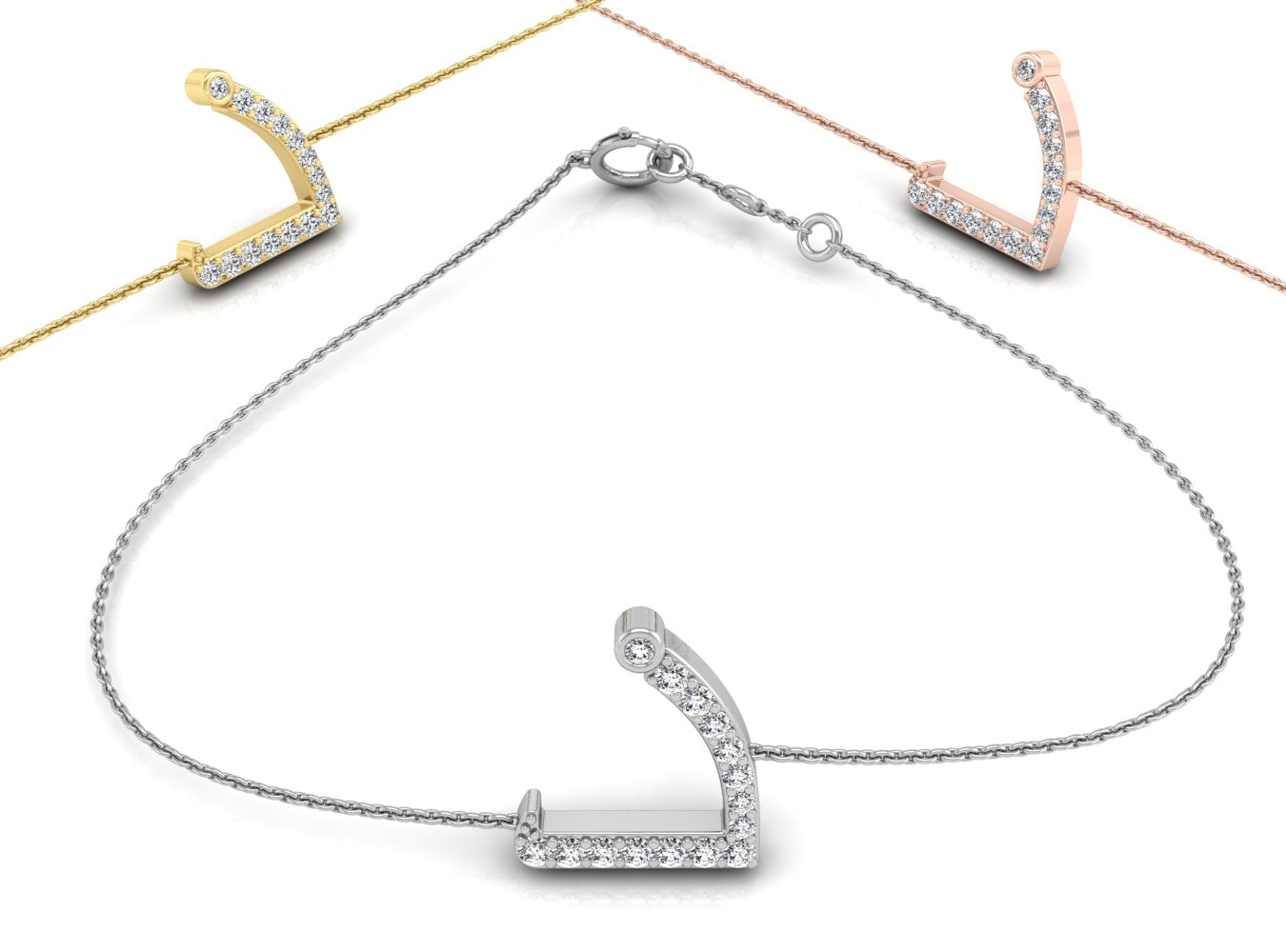 18K Arabic Alphabet Diamond Bracelet — 3 COLOR