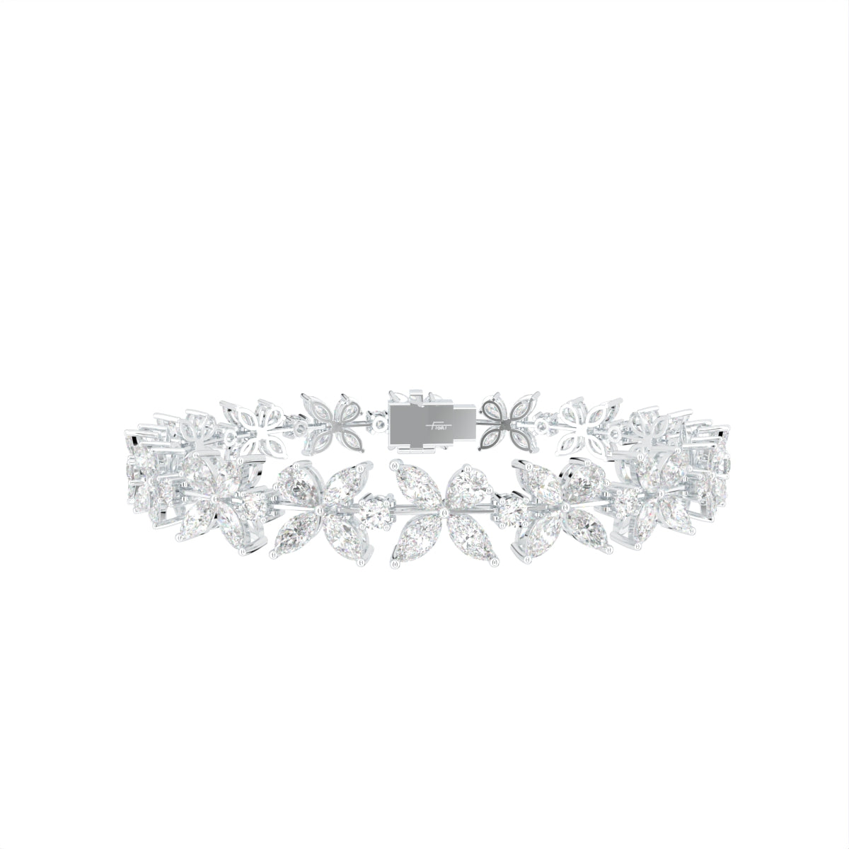 14K White Gold Marquise Diamond Bracelet — TOP