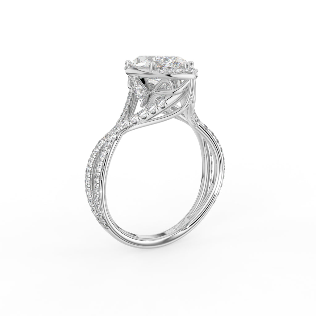 18K Solitaire Marquise Diamond Engagement Ring — 3D VIEW
