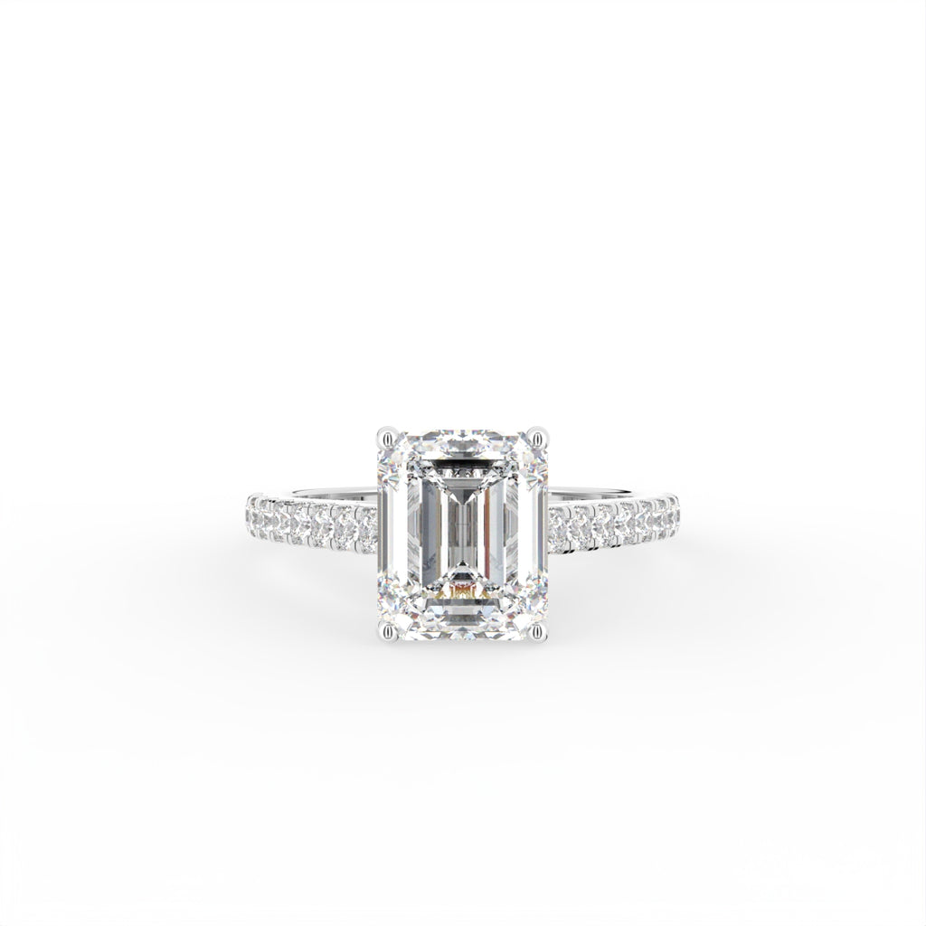 18K White Gold Emerald Diamond Ring — TOP