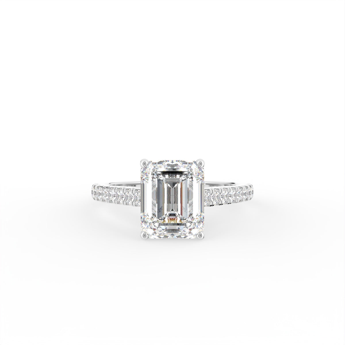 18K White Gold Emerald Diamond Ring — TOP