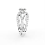 18K Shoulder Set Round Diamond Ring — SIDE