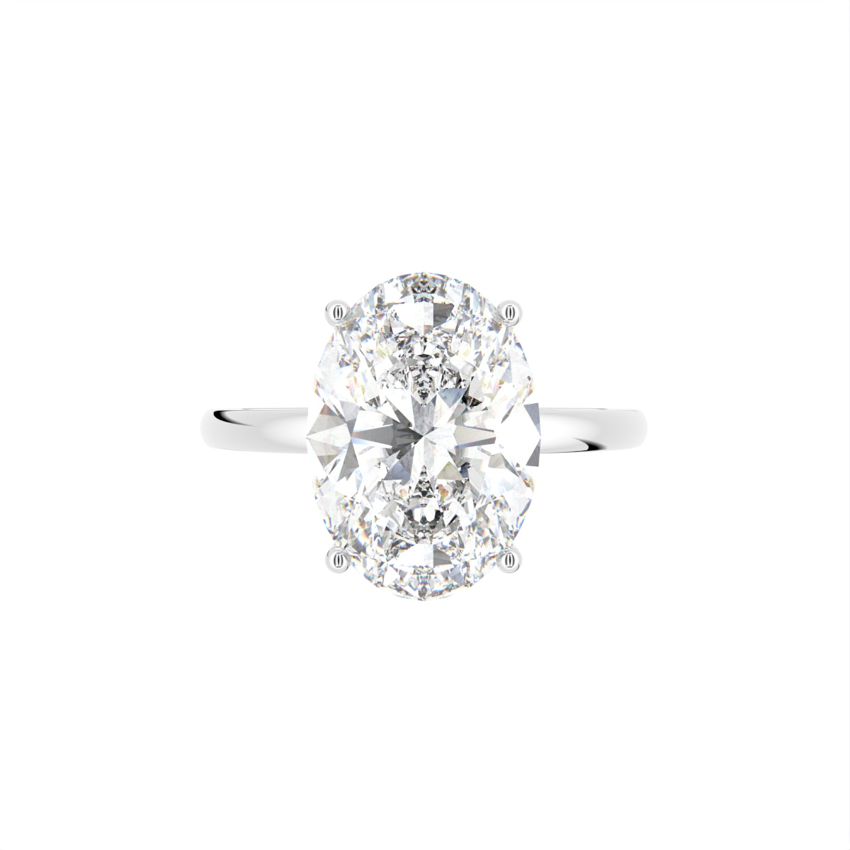18K Solitaire Oval Diamond Engagement Ring — TOP