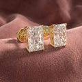 18K Solitaire Emerald Cut Diamond Stud Earrings — AI cloth, in-house