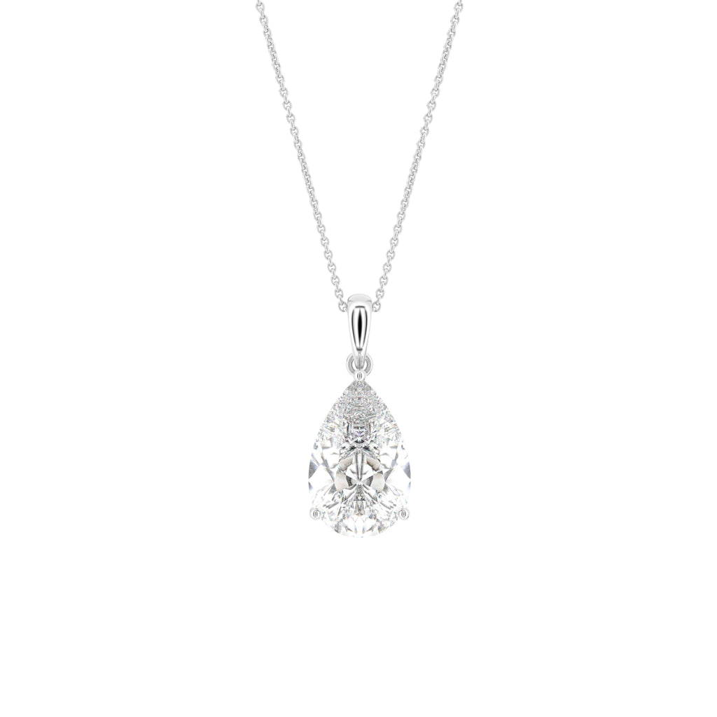 18K Solitaire Pear Diamond Pendant — FRONT