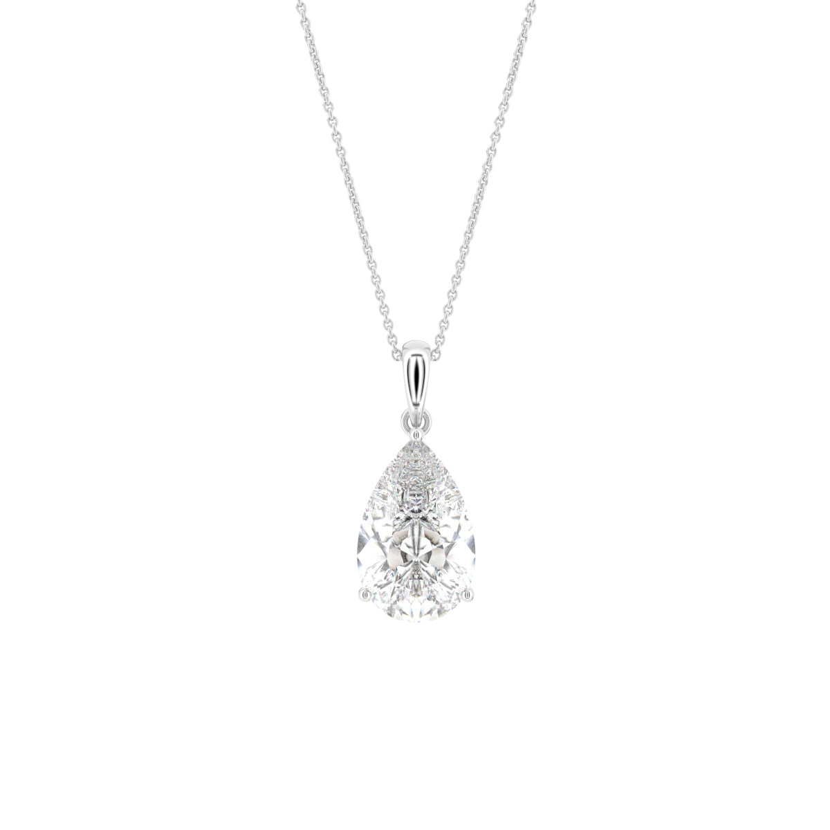 18K Solitaire Pear Diamond Pendant — FRONT