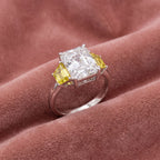 18K Trilogy Radiant Diamond Engagement Ring — AI cloth, in-house