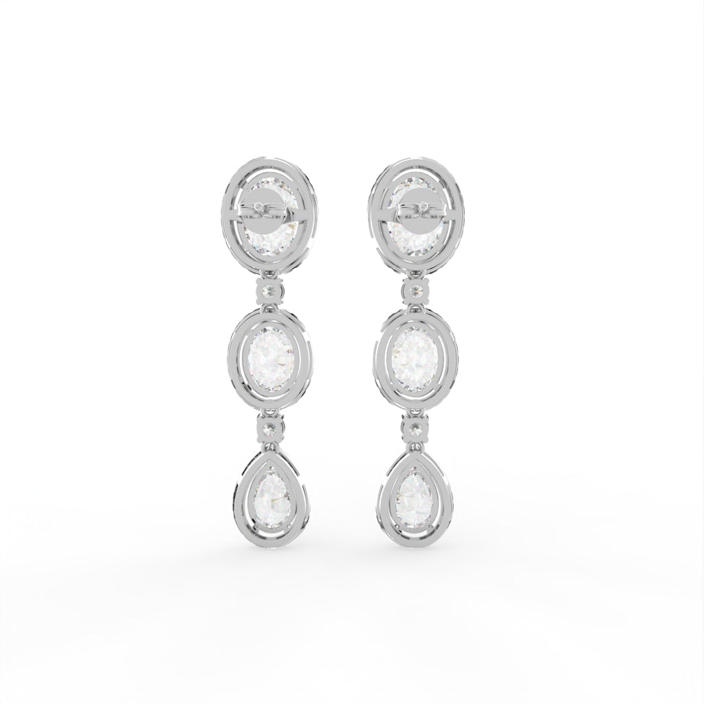 Sterling Silver Diamond Earrings — 3D / RIGHT