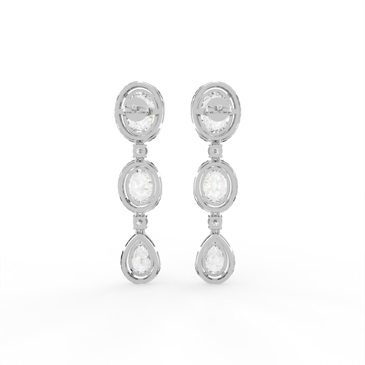 Sterling Silver Diamond Earrings — 3D / RIGHT