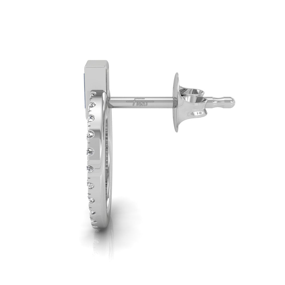 18K Round Diamond Hoop Earrings — SIDE VIEW