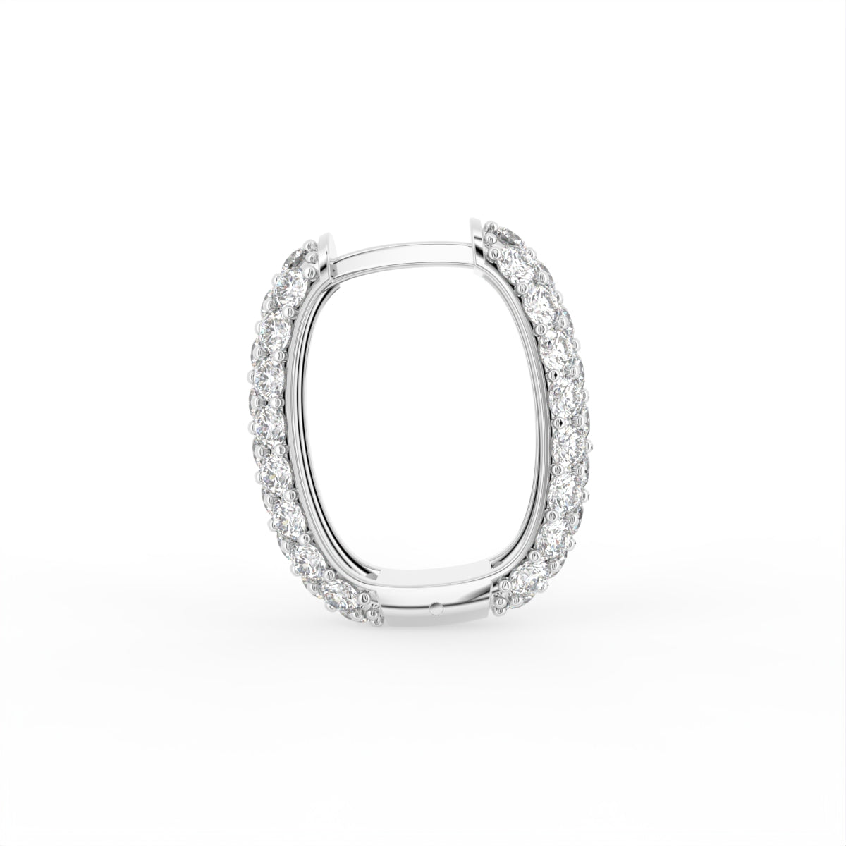 18K Pave Diamond Hoop Earrings — SIDE VIEW