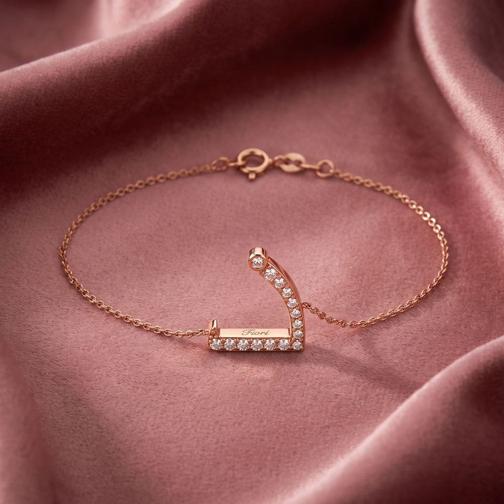 18K Arabic Alphabet Diamond Bracelet — AI cloth, in-house