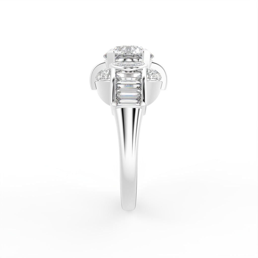 18K Bespoke Baguette Diamond Ring — SIDE