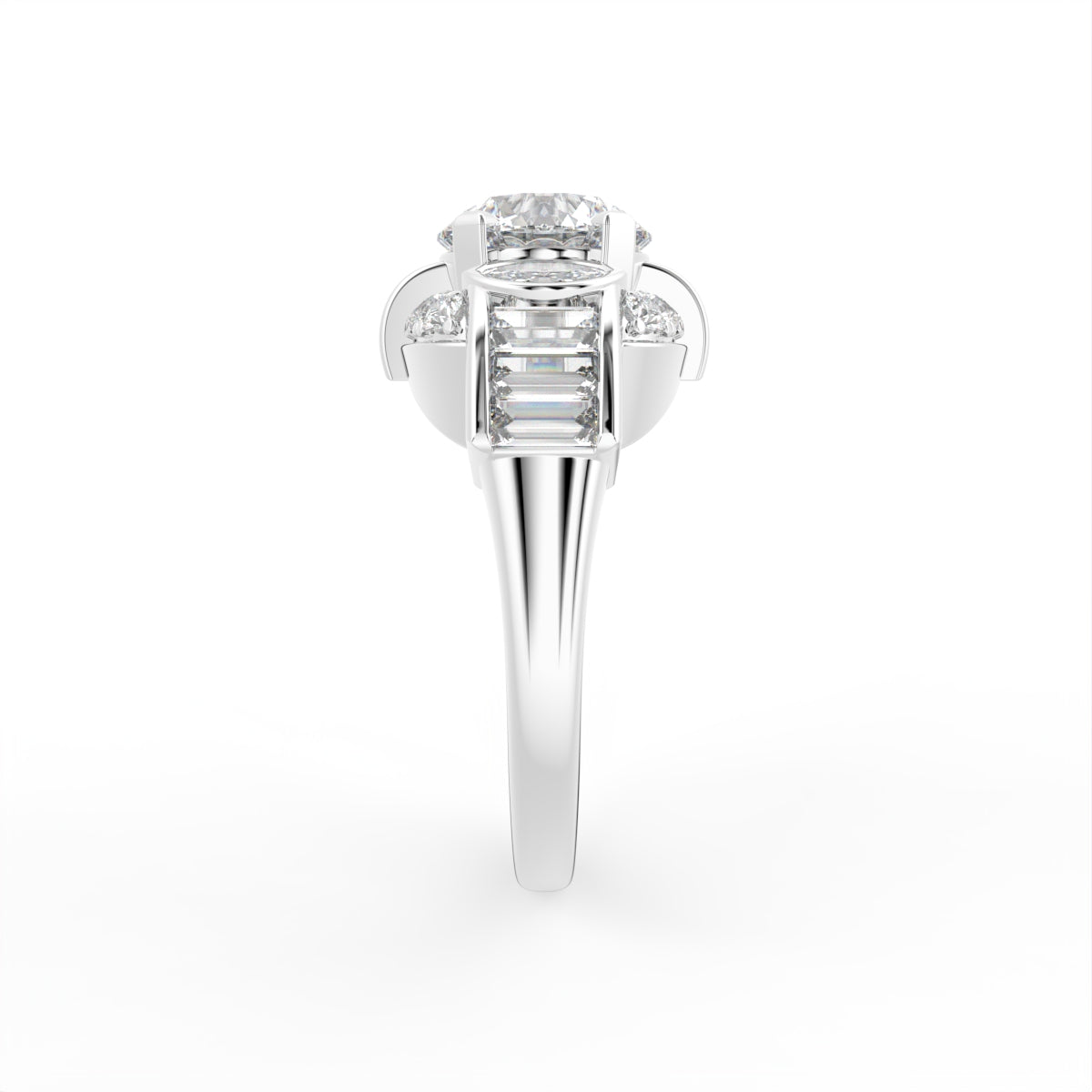 18K Bespoke Baguette Diamond Ring — SIDE