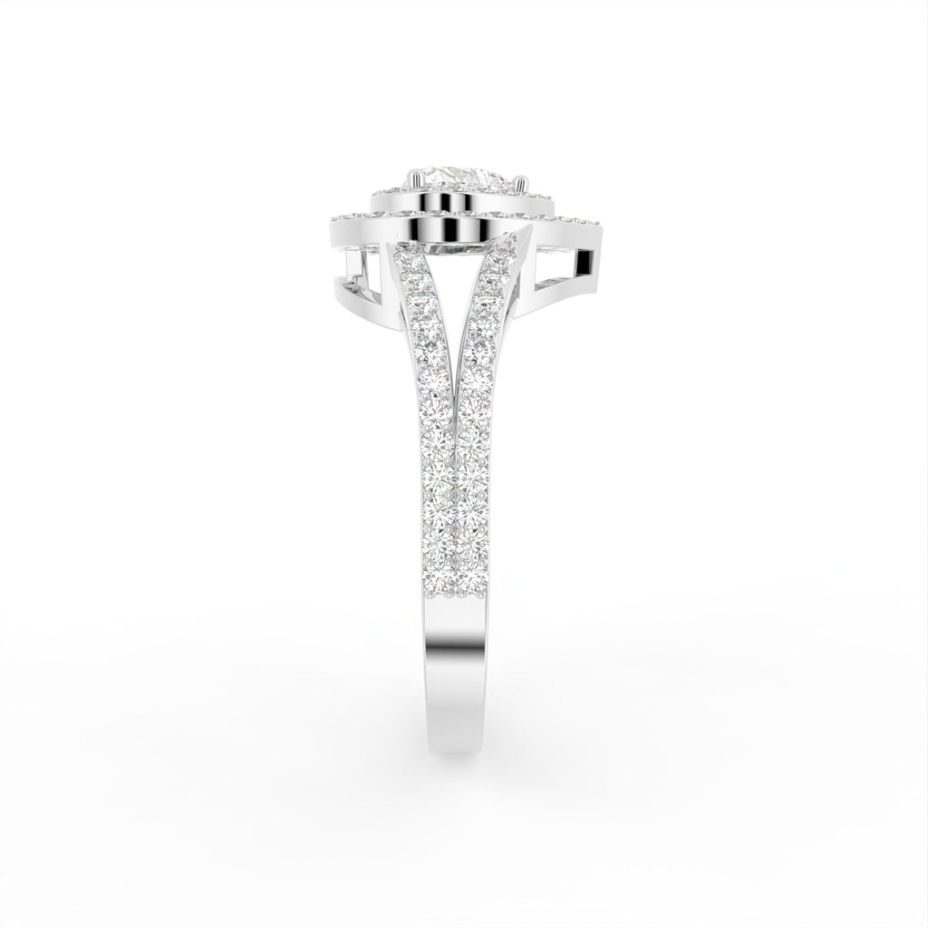 18K Halo Diamond Engagement Ring — SIDE
