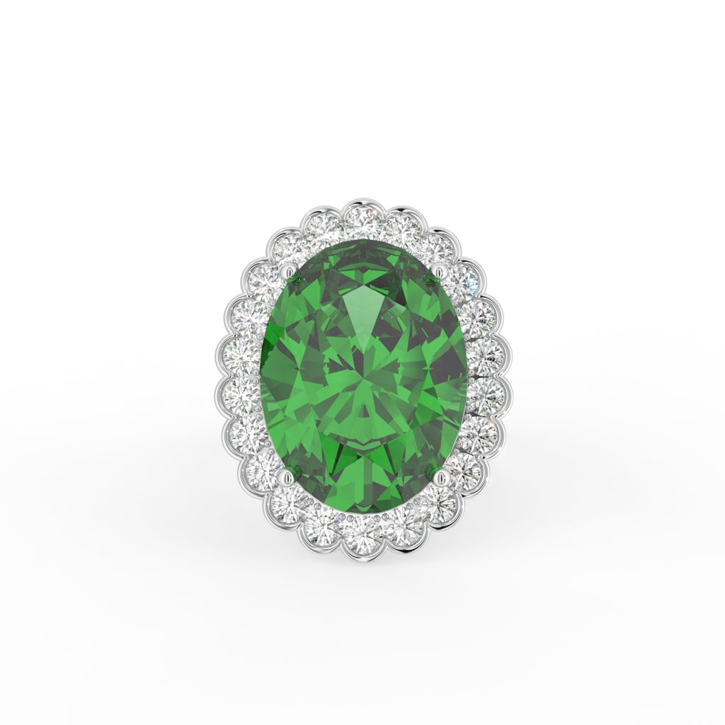 18K Halo Oval Diamond Ring — TOP
