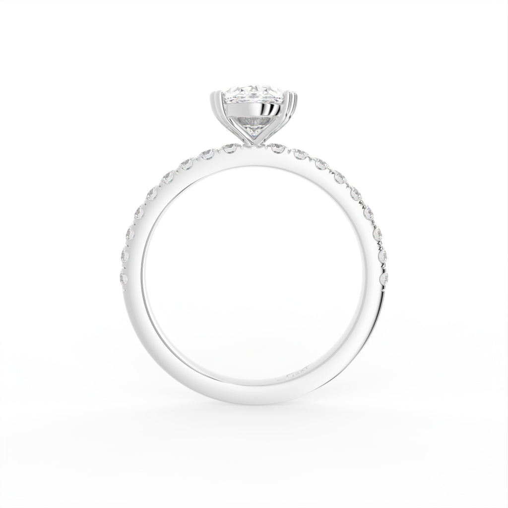18K Solitaire Oval Diamond Engagement Ring — FRONT
