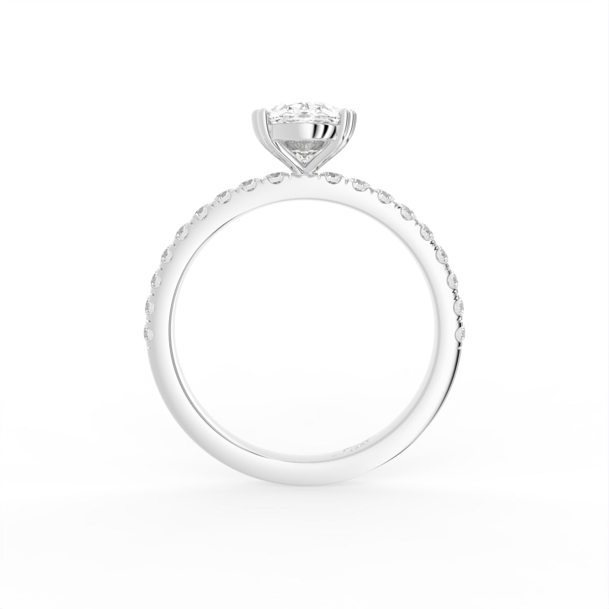 18K Solitaire Oval Diamond Engagement Ring — FRONT
