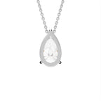 18K White Gold Solitaire Pear Diamond Pendant — BACK