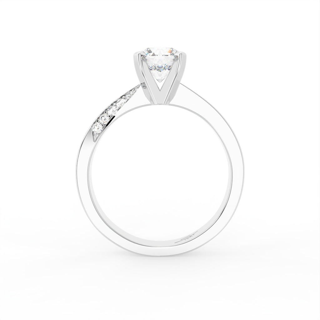 18K Round Diamond Solitaire Engagement Ring — FRONT