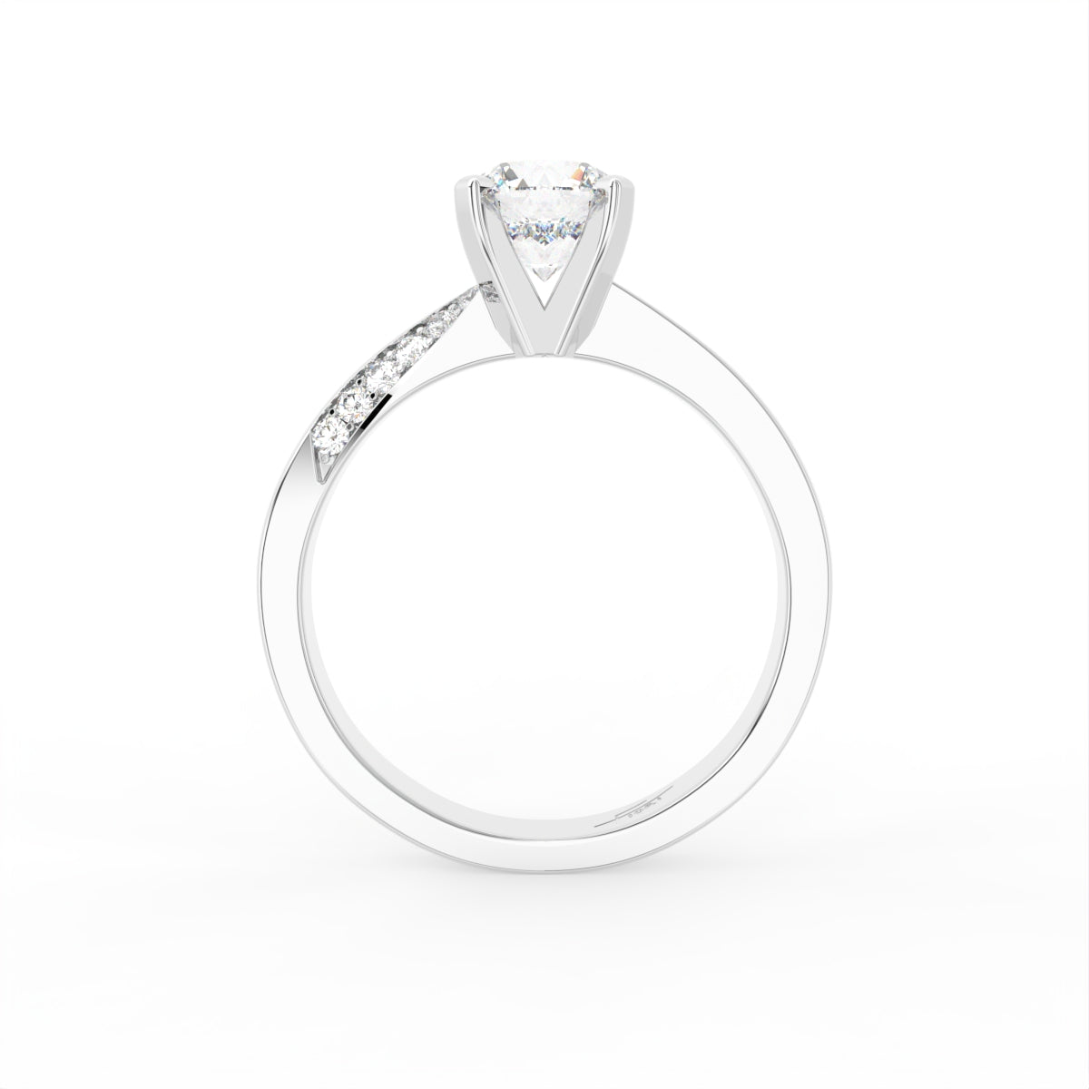 18K Round Diamond Solitaire Engagement Ring — FRONT