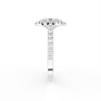 18K White Gold Halo Oval Diamond Engagement Ring — SIDE