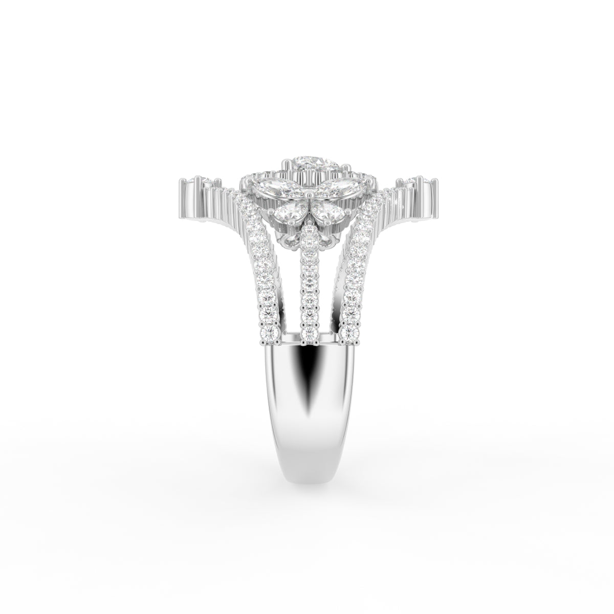 18K Bespoke Openwork Diamond Ring — SIDE