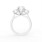 18K White Gold Trilogy Emerald Diamond Ring — FRONT