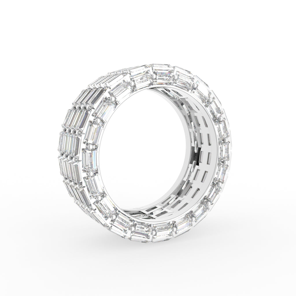 18K White Gold Baguette Diamond Ring — 3D VIEW