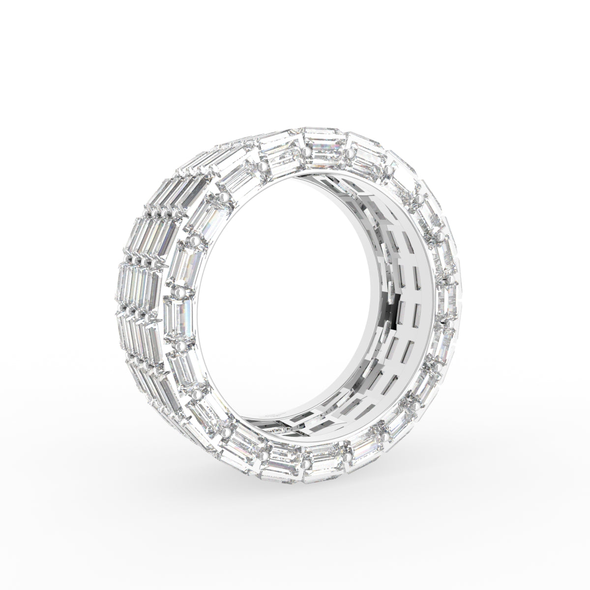 18K White Gold Baguette Diamond Ring — 3D VIEW