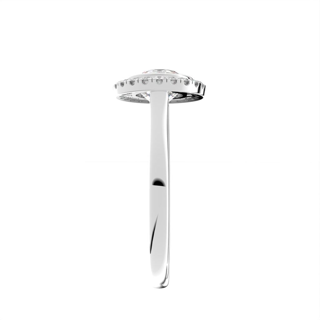 18K Halo Round Diamond Ring — SIDE