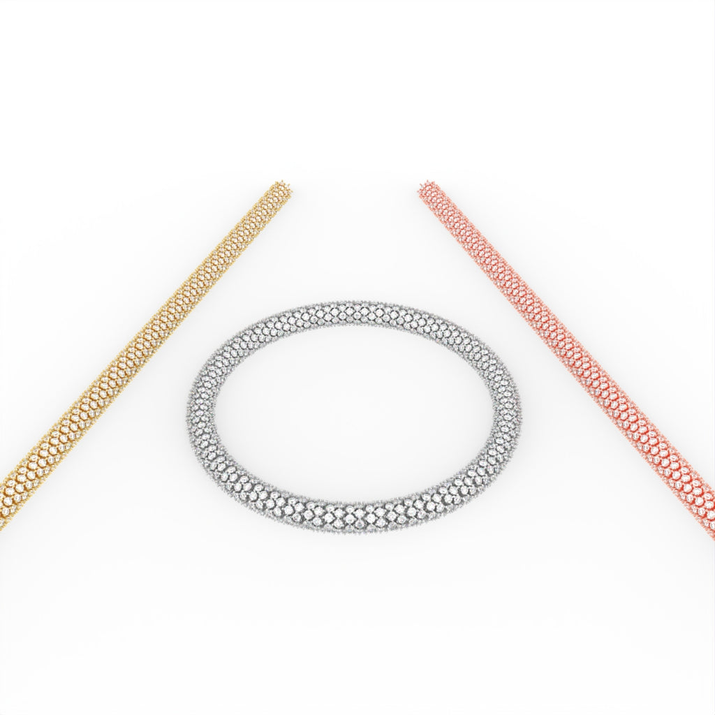 18K Round Diamond Pave Bracelet — 3 COLOR