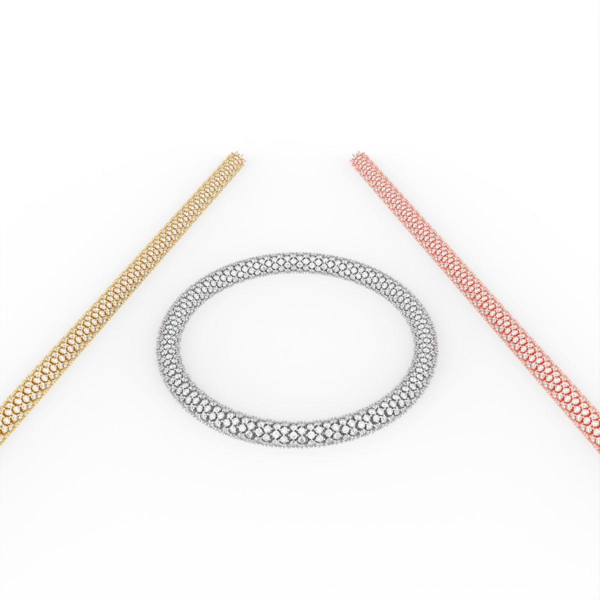 18K Round Diamond Pave Bracelet — 3 COLOR