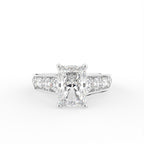 18K White Gold Solitaire Emerald Diamond Engagement Ring — TOP