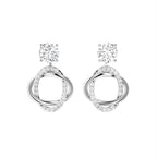 18K White Gold Round Diamond Drop Earrings — TOP