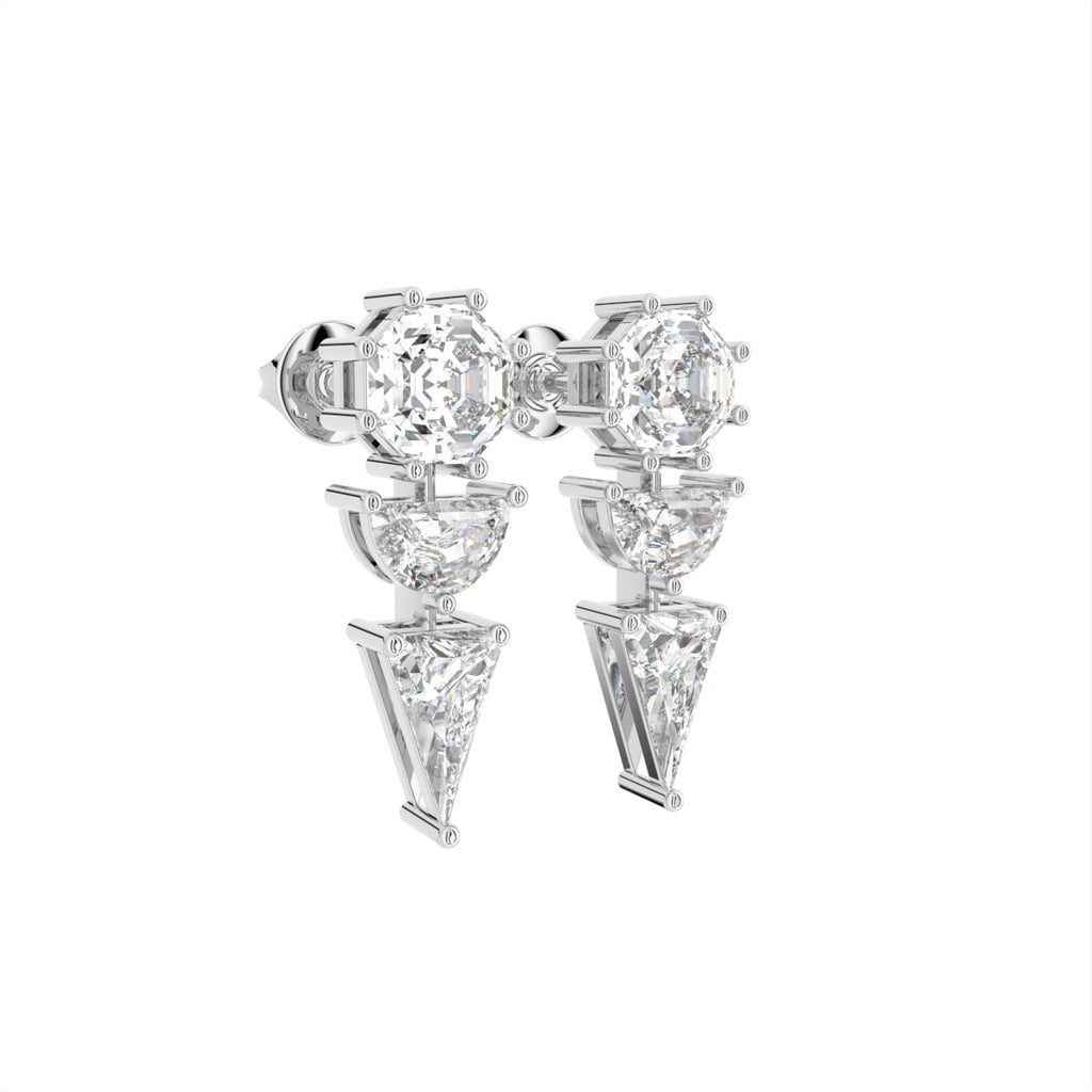 18K Diamond Drop Earrings — 3D VIEW