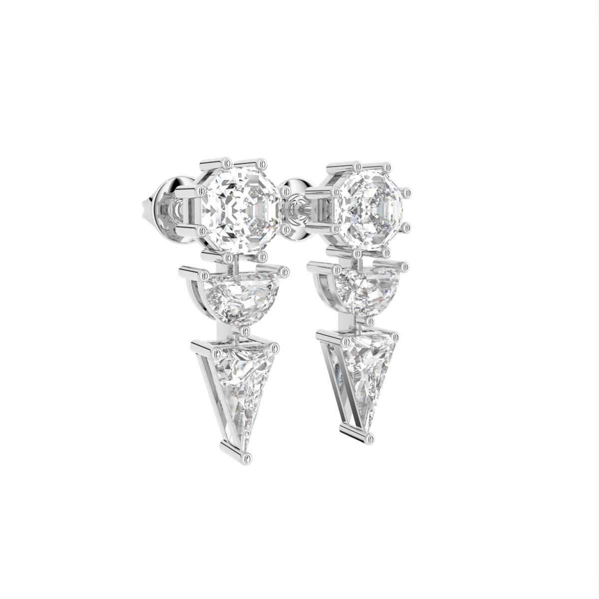 18K Diamond Drop Earrings — 3D VIEW