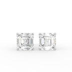 18K Asscher Solitaire Diamond Earrings — TOP